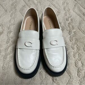 Coach White Leather Loafers